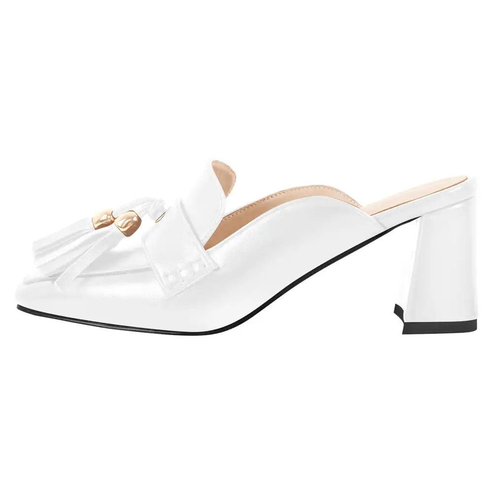 Square Toe Chunky Heel Heeled Mules