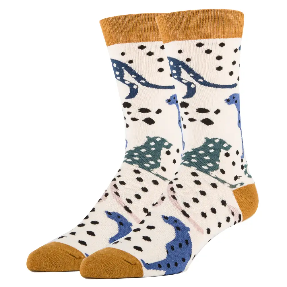 Cotton Blend Cheetah Motif Crew Socks