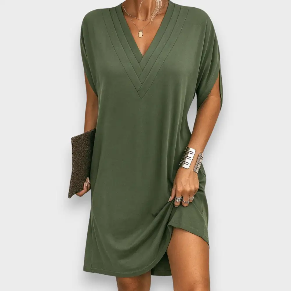 V-Neck Relaxed Mini Dress