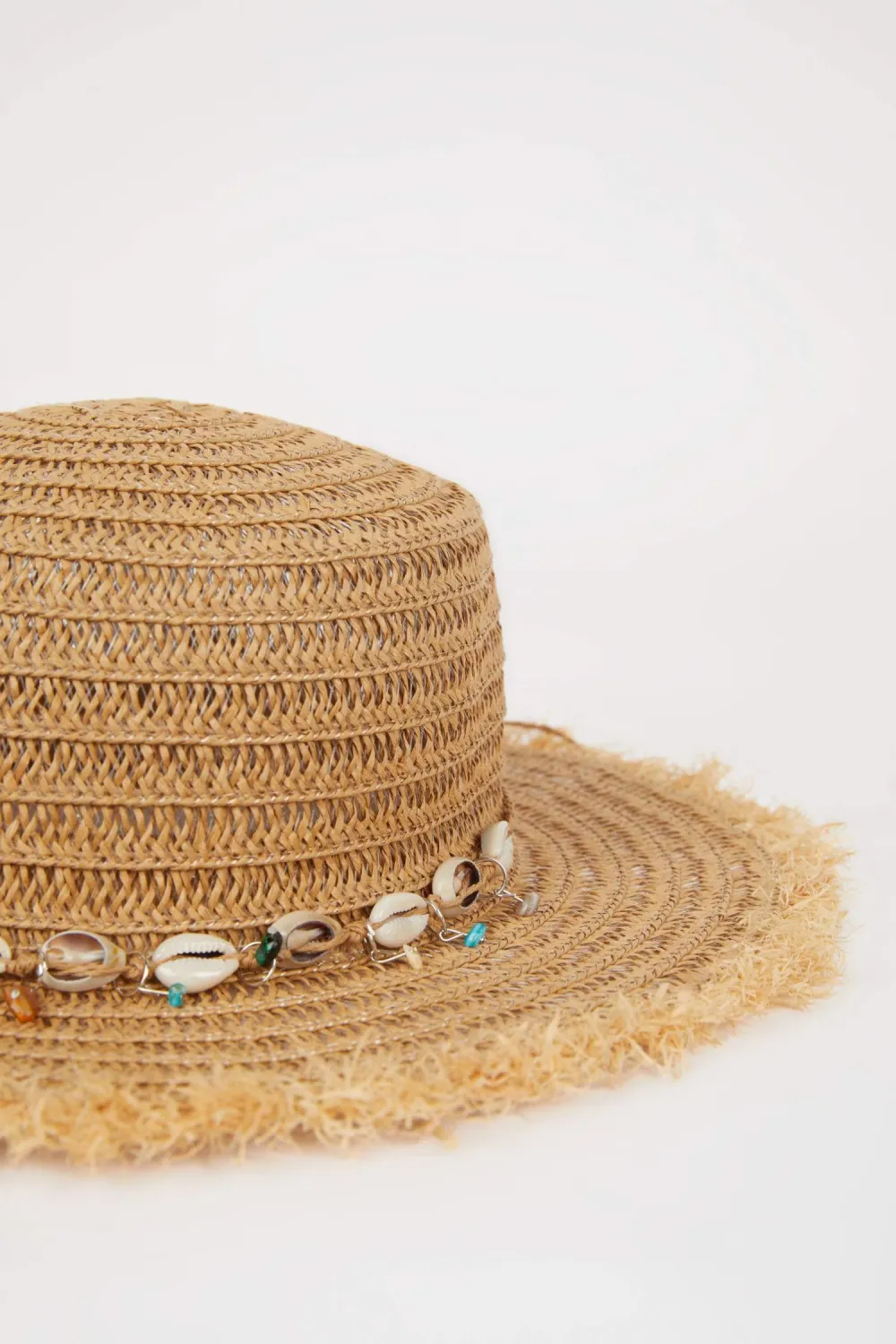 Seashell-Decorated Straw Hat