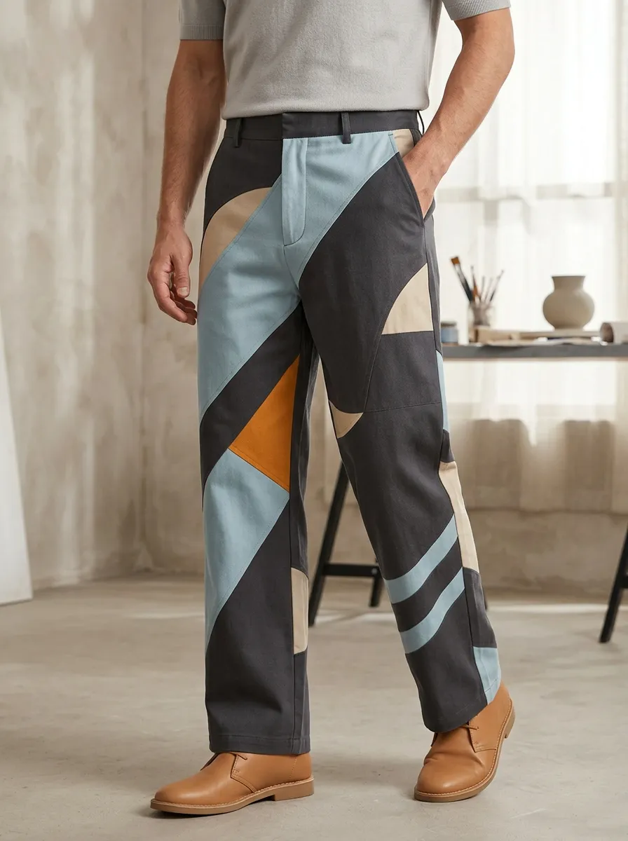 Men's Geometric Patchwork Trousers