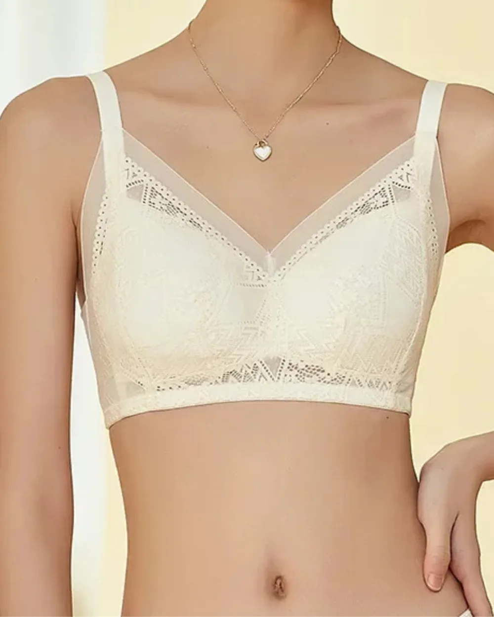 Lace Mesh Bralette with Wide Straps