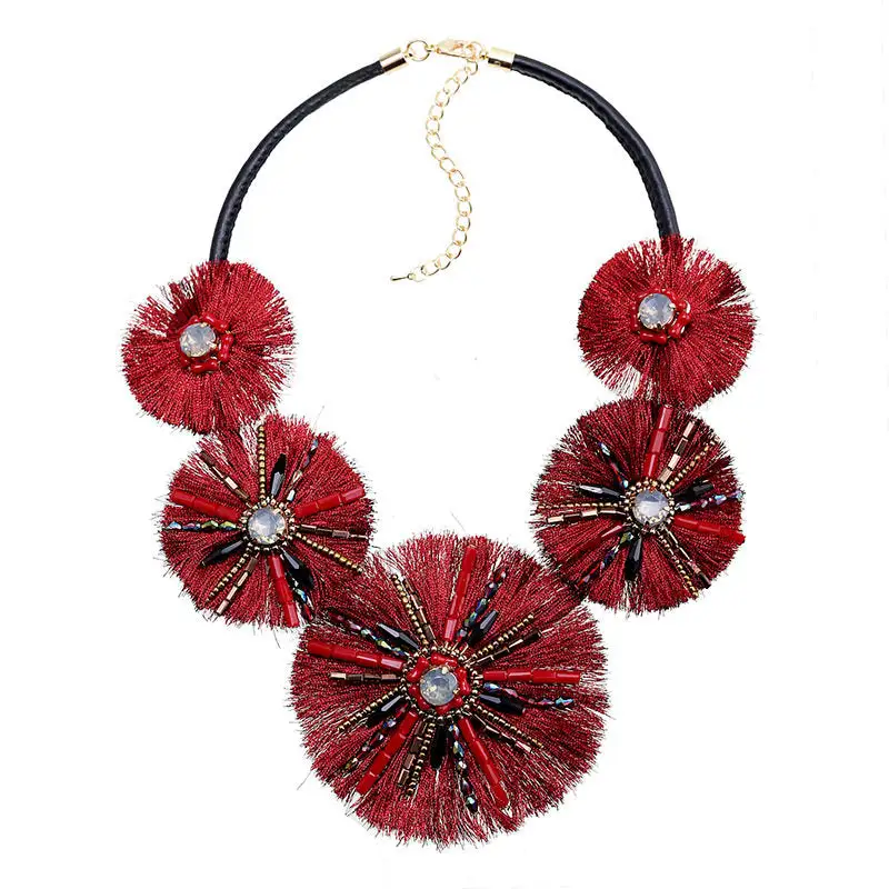 Crystal Fringe Necklace With Circles