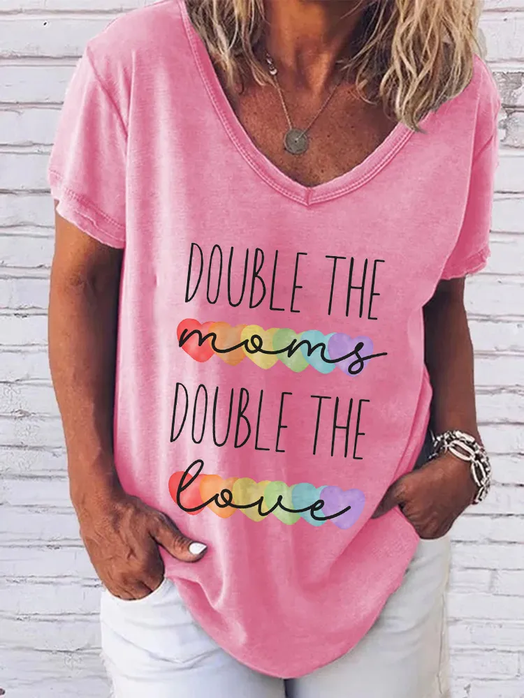 Double The Love V-Neck Short-Sleeved T-Shirts