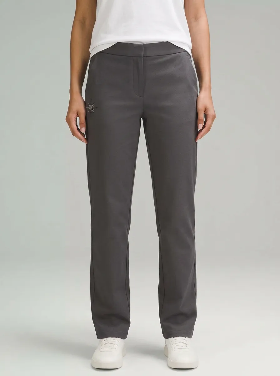 Women's Classic Comfort Starburst Embroidered Mid Rise Straight Leg Pants