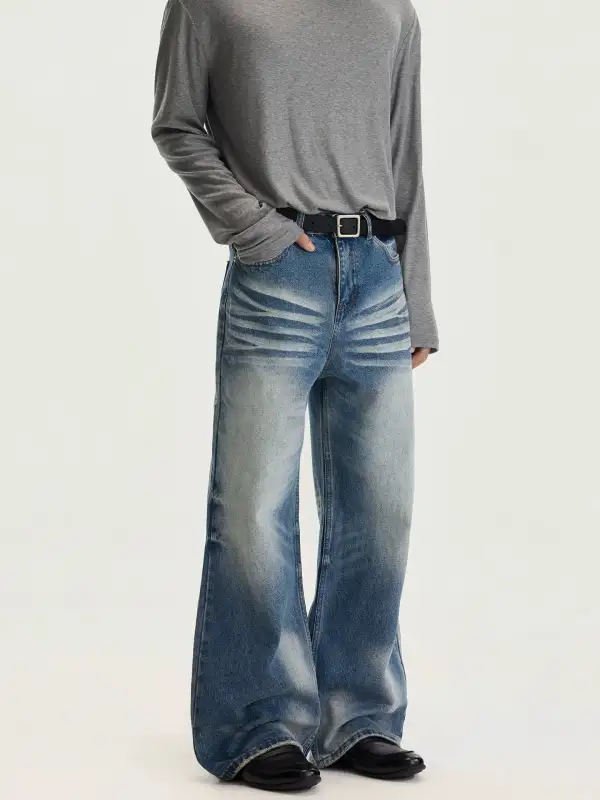 Whisker-Fade Flared Jeans