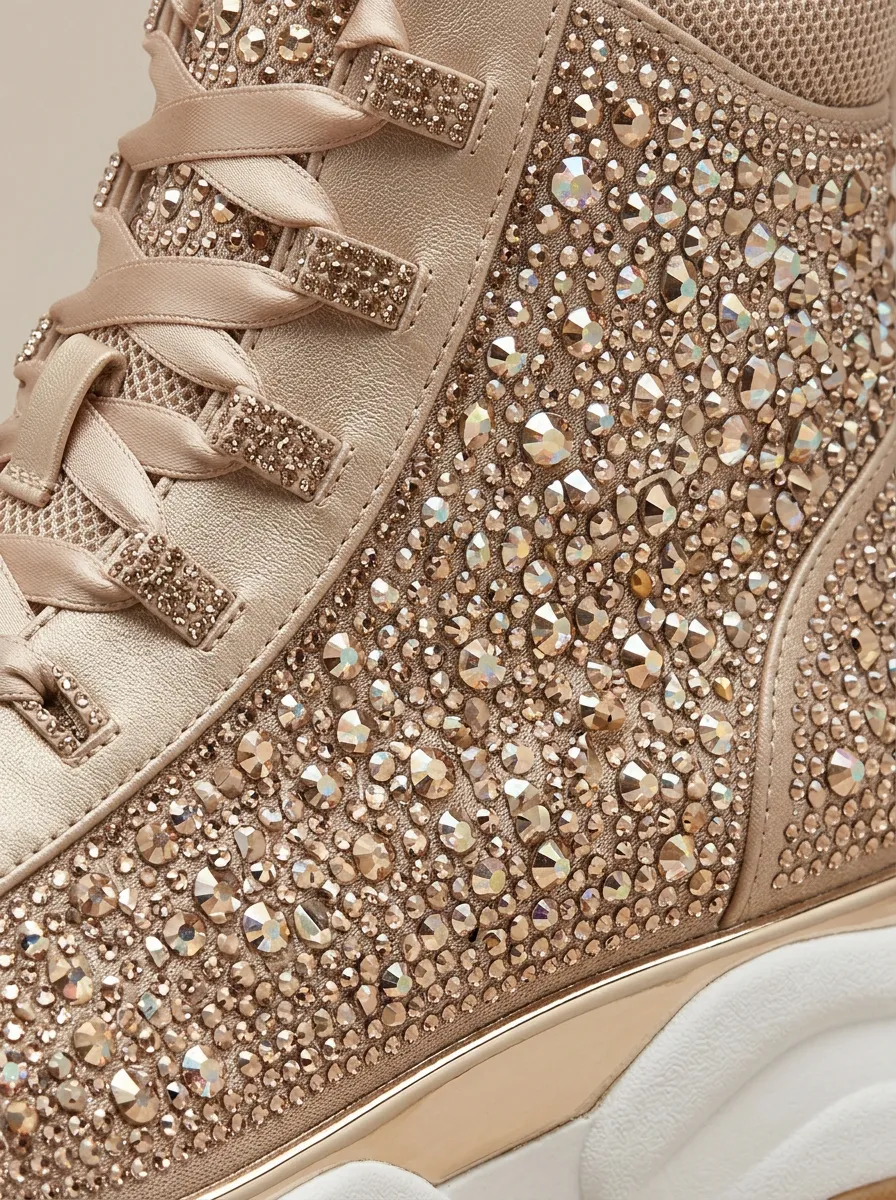 High-Top Women's Rhinestone Platform Shoes