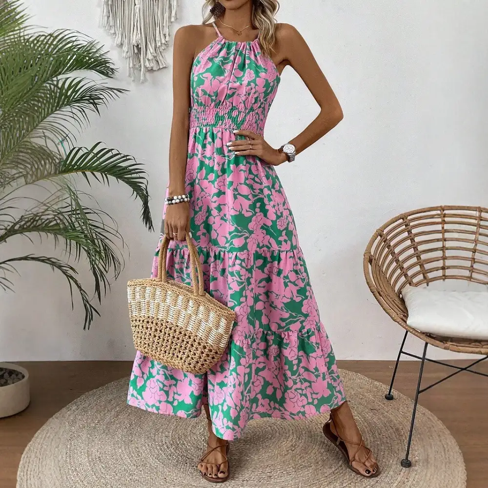 Maureen Floral Halter Maxi Dress