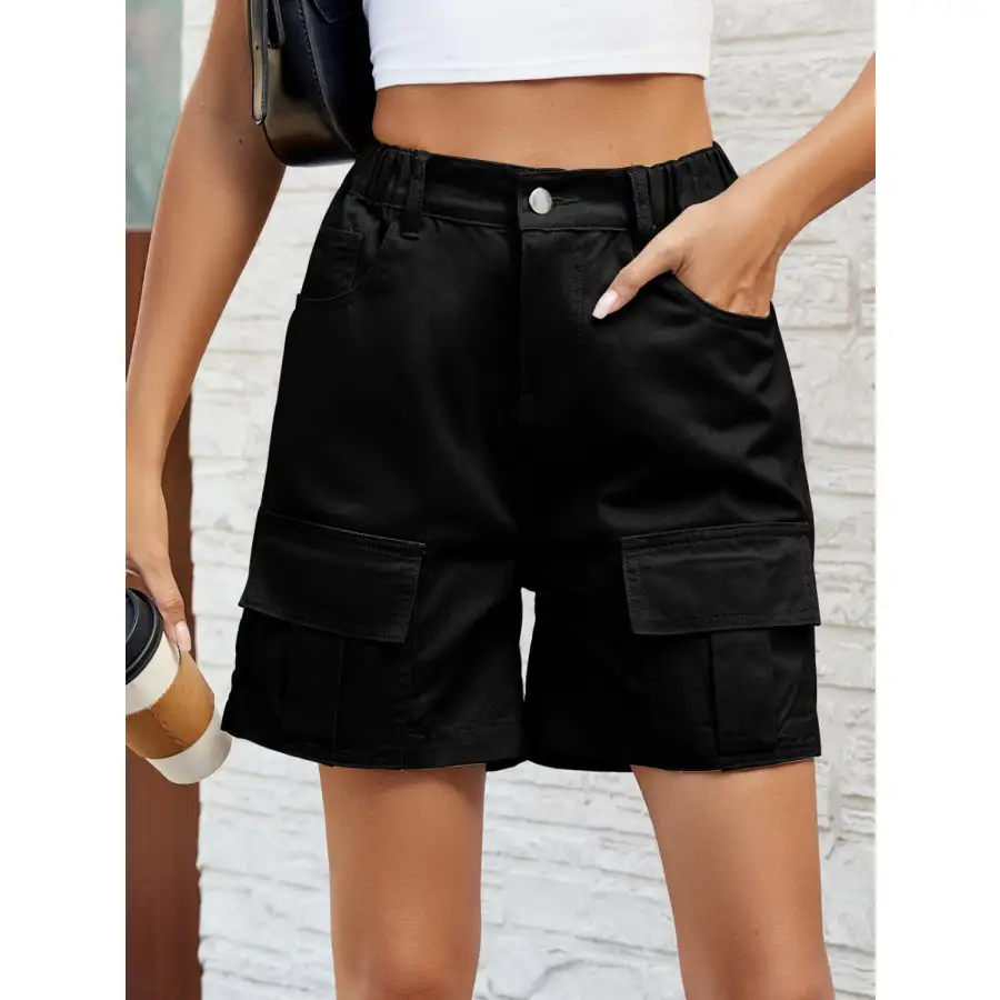 Pocketed High Waist Denim Shorts