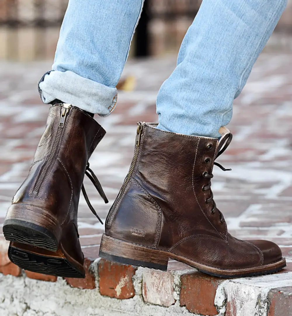 Back Zip Welted Rugged Heritage Ankle Boots