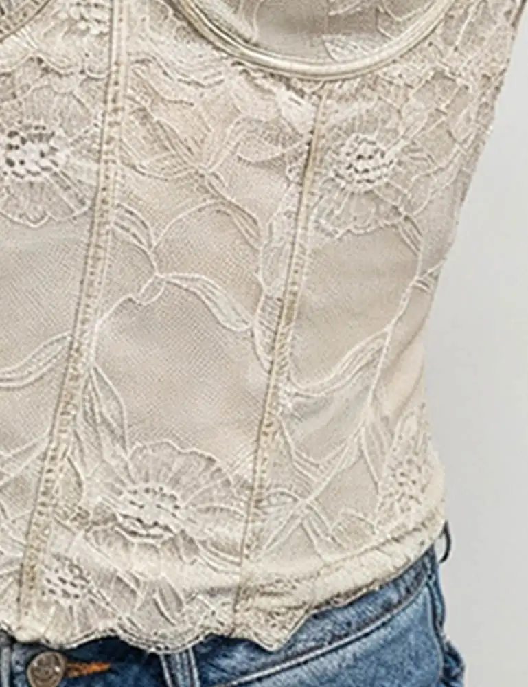 Romantic Lace Sweetheart Neck Bustier Cami Top