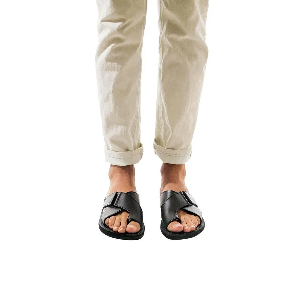 Relaxed Leather Slip On Sandals