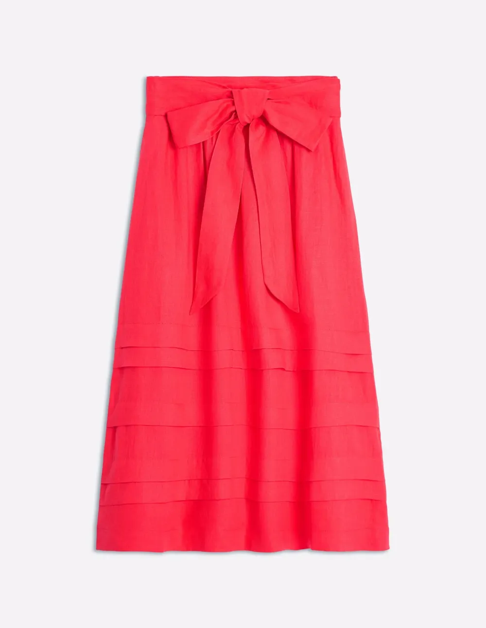 Pintuck Linen Midi Skirt