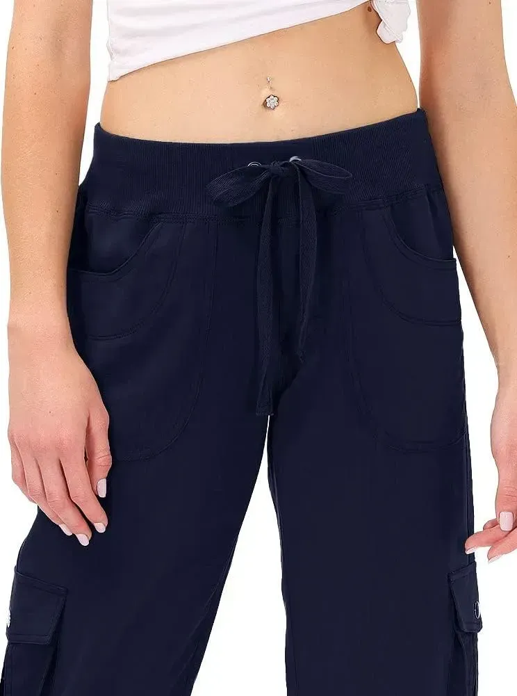 MoFiz Womens Capris with Pockets Loose Fit Casual Capri Pants Dressy Lightweight Ladies Baggy Cargo Pants for Hiking