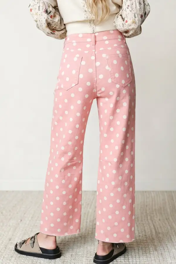Women's Casual Slim Fit Jeans With Polka Dot Print
