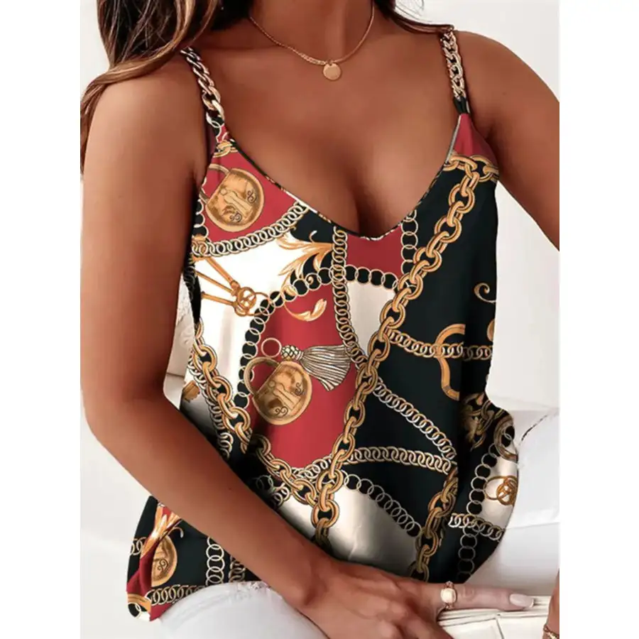 Chain Strap V Neck Tank Top