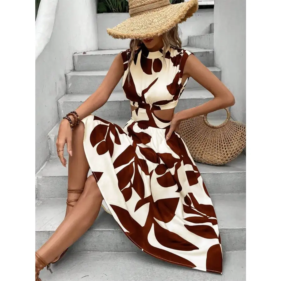 Cutout Cap Sleeve Midi Dress