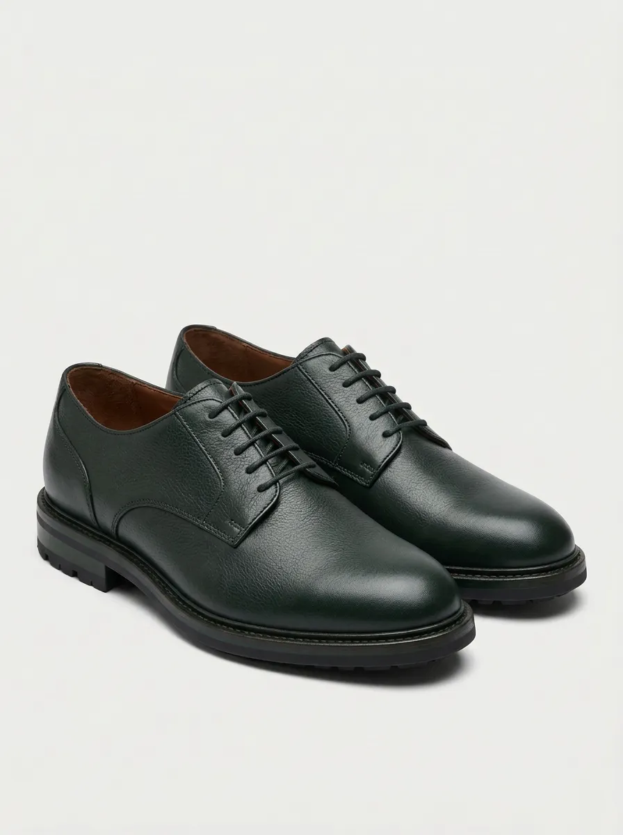 Men's Business Casual Navy Blue Textured Leather Oxford Shoes