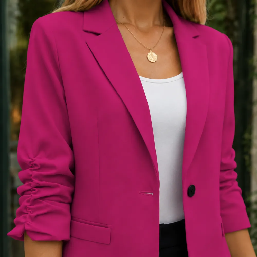 Tailored Single-Button Notched Lapel Relaxed Blazer