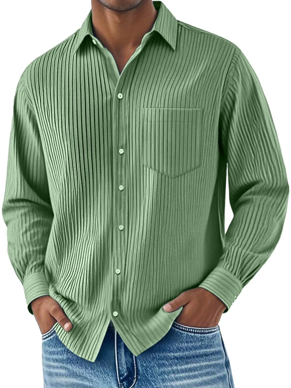 Everyday Ribbed Knit Camp Collar Shirt