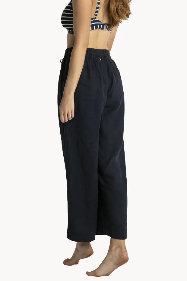 Drawcord Linen Split Hem Pants