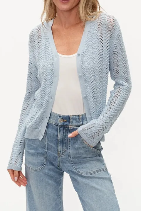 Light Blue Openwork Knit Cardigan