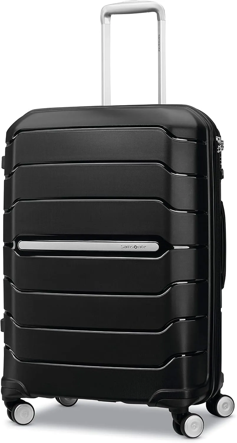 Samsonite Freeform Hardside Carry-On Luggage with Spinner Wheels - Hardshell Suitcase - TSA, Airline-Approved - Expandable Hard Shell, Smooth Rolling Wheels for Lightweight Travel - White/Grey