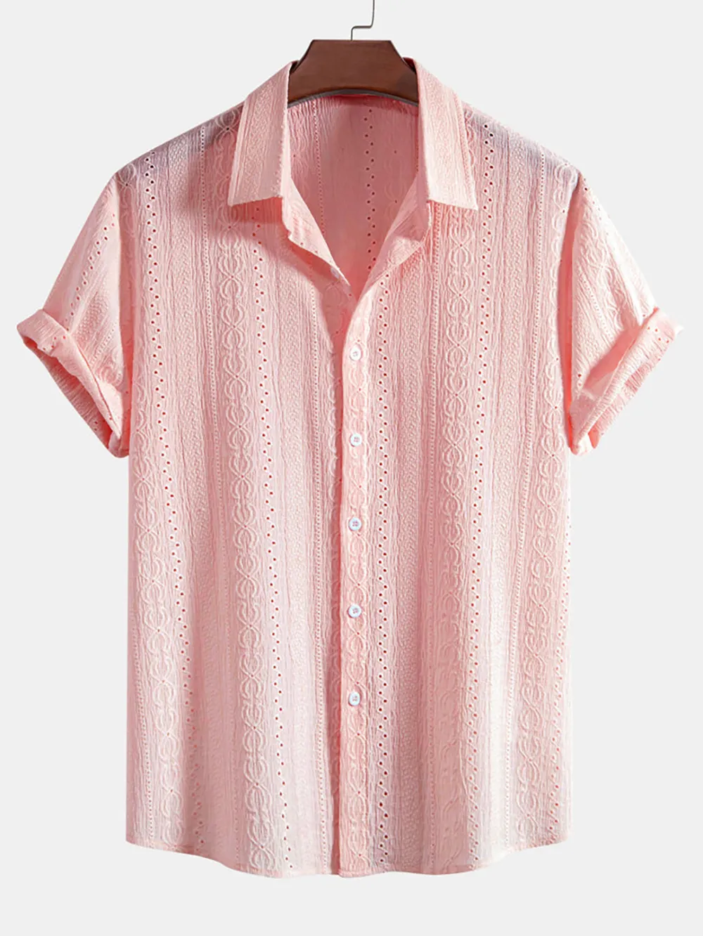 White Textured Button Up Shirt
