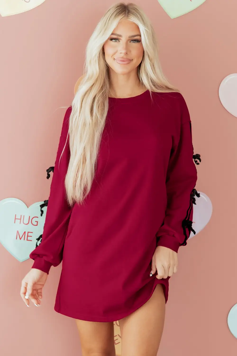 Lightweight Feel Striped Pocketed Drop Shoulder Shirt Dress