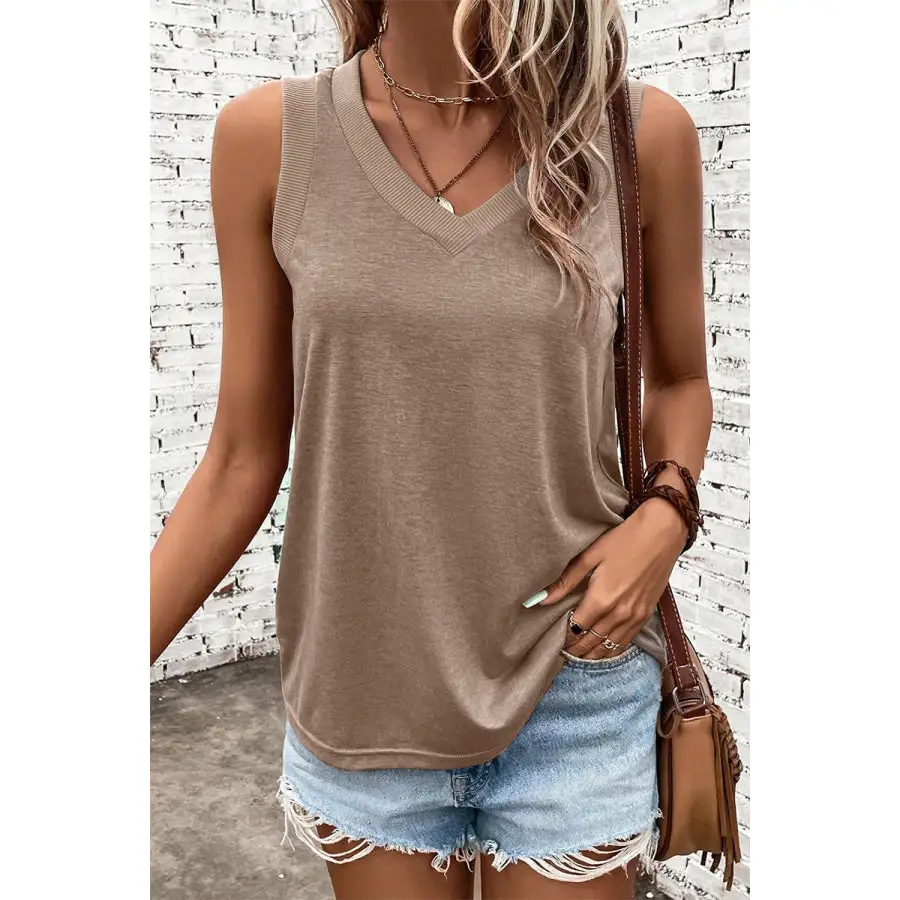 Minimal V Neck Wide Strap Tank
