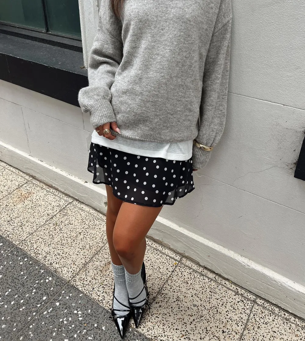 Gray Oversized Knit Sweater