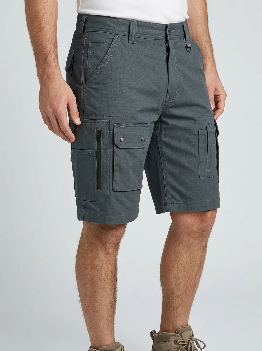 Men's Snap Cargo Pockets D-Ring Cargo Shorts