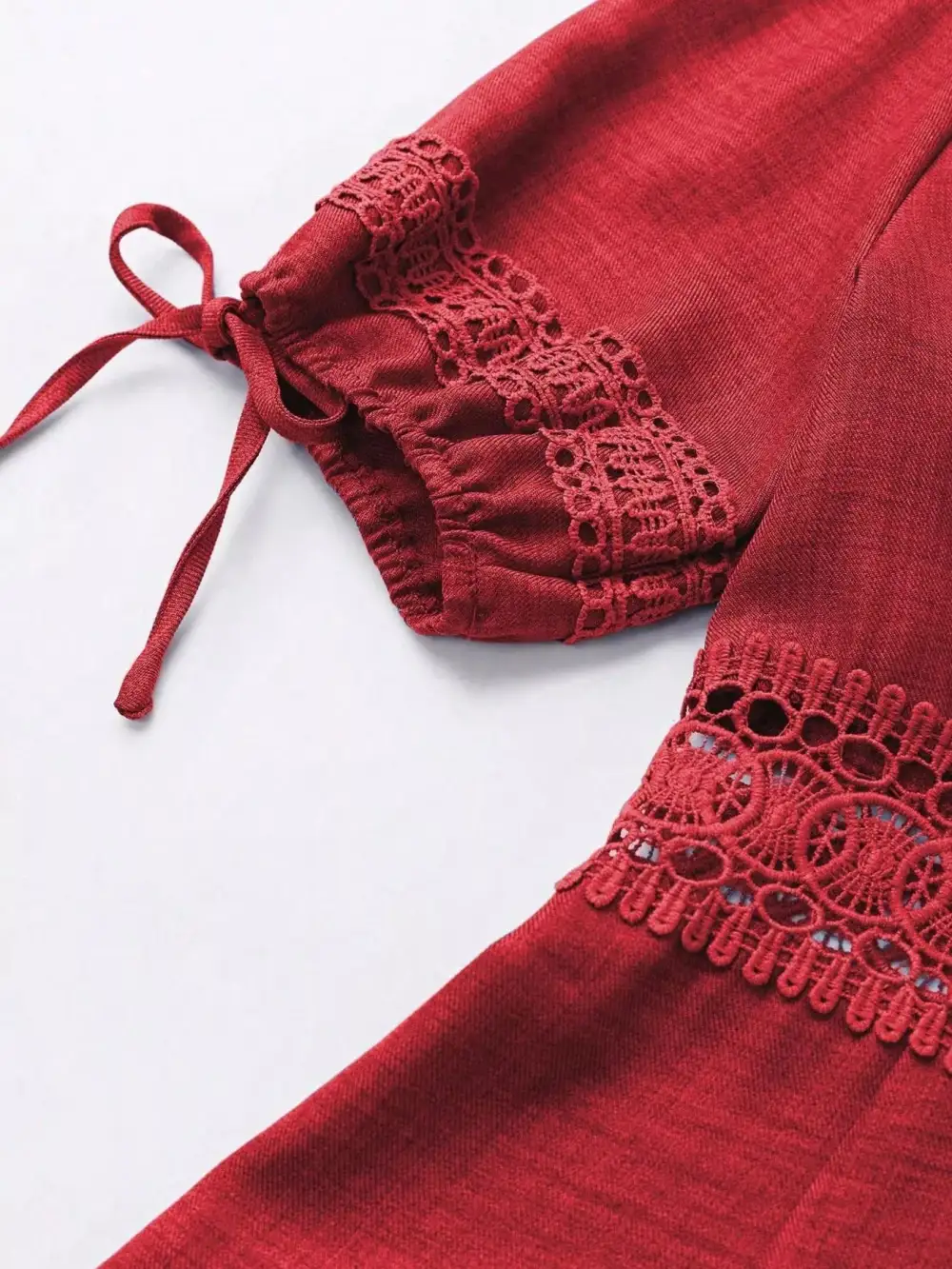 Modern Everyday Lace Detail V-Neck Mini Dress