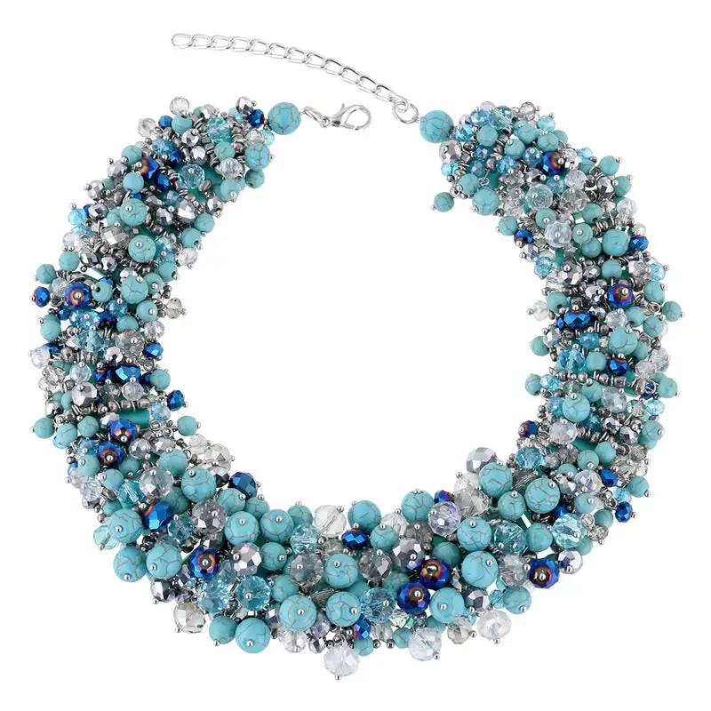 Handwoven Turquoise Beaded Short Necklace