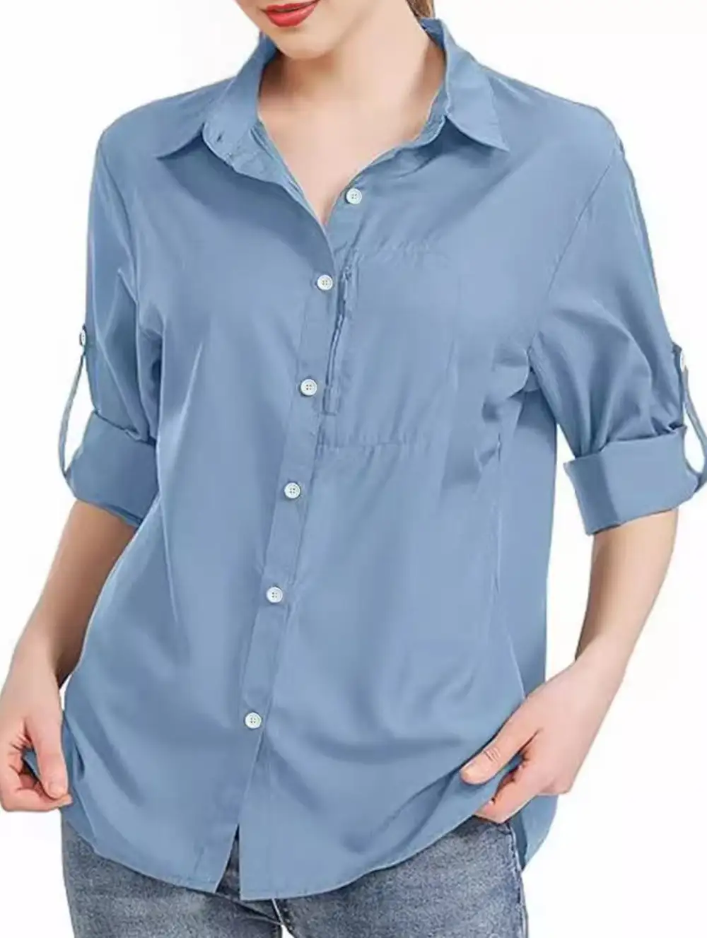 Collared Zip Front Pocket Top