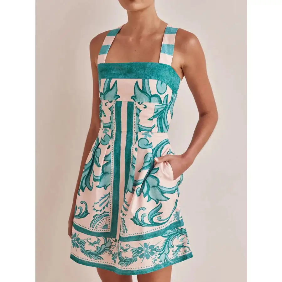 Everyday Printed Square Neck Mini Dress