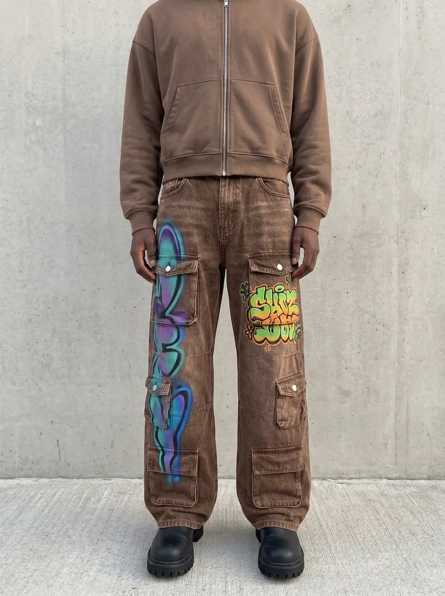 Men's Streetwear Graffiti Art Urban Art Cargo Jeans