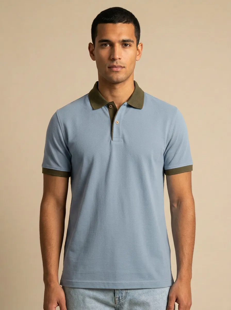 Casual Contrast-Collar Men's Polo Shirt