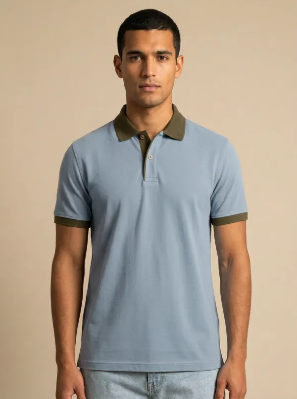 Casual Contrast-Collar Men's Polo Shirt