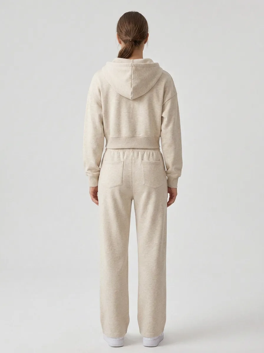 Sweatpants Minimal Women's Cropped Zip-Up Hoodie Jogger Active Set