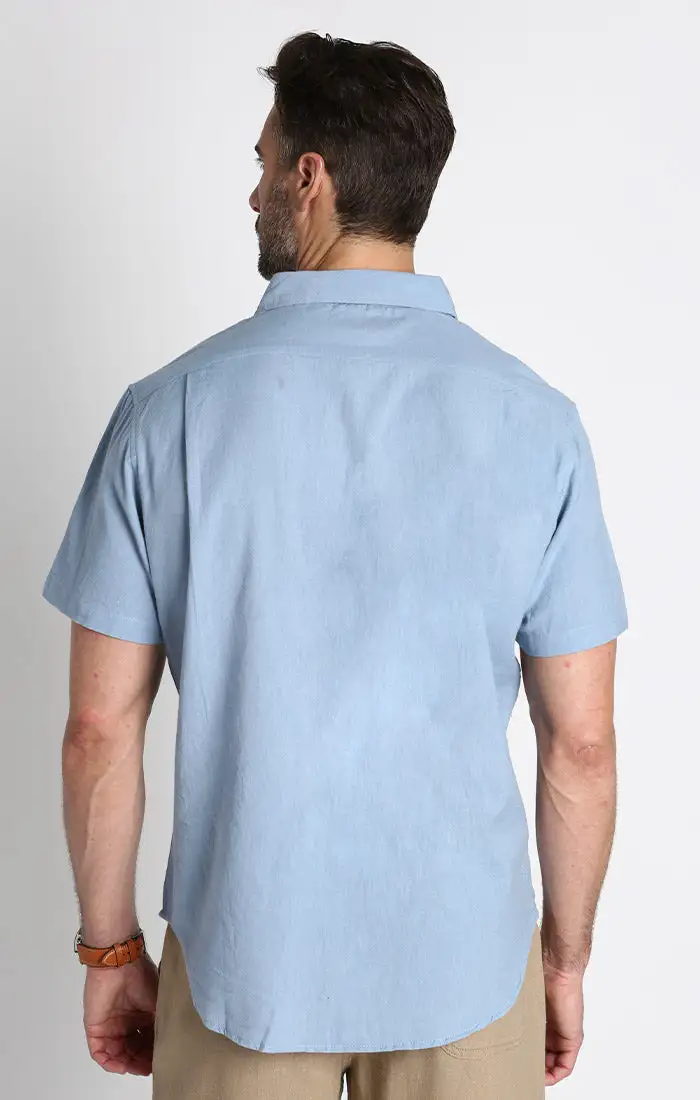 Cotton Linen Blend Short Sleeve Shirt