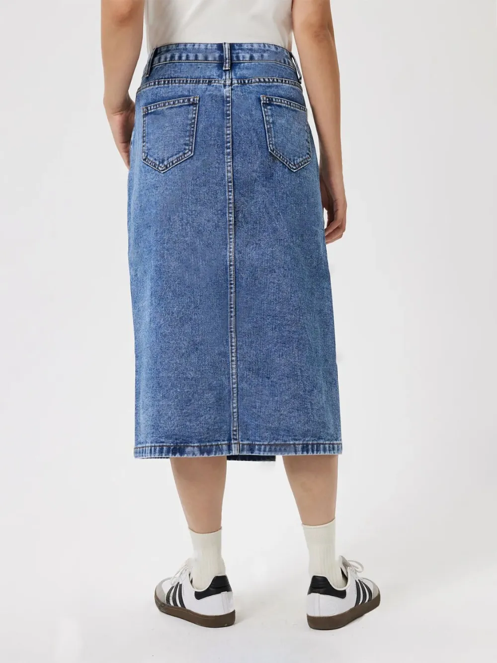 Everyday Denim Pocket Midi Skirt
