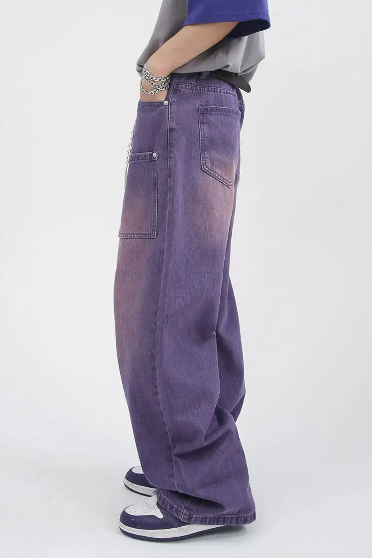 Wide Leg Carpenter Jeans With Front Utility Pockets