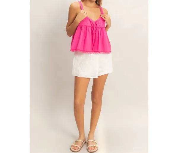 Scalloped Lace Trim Tank Top
