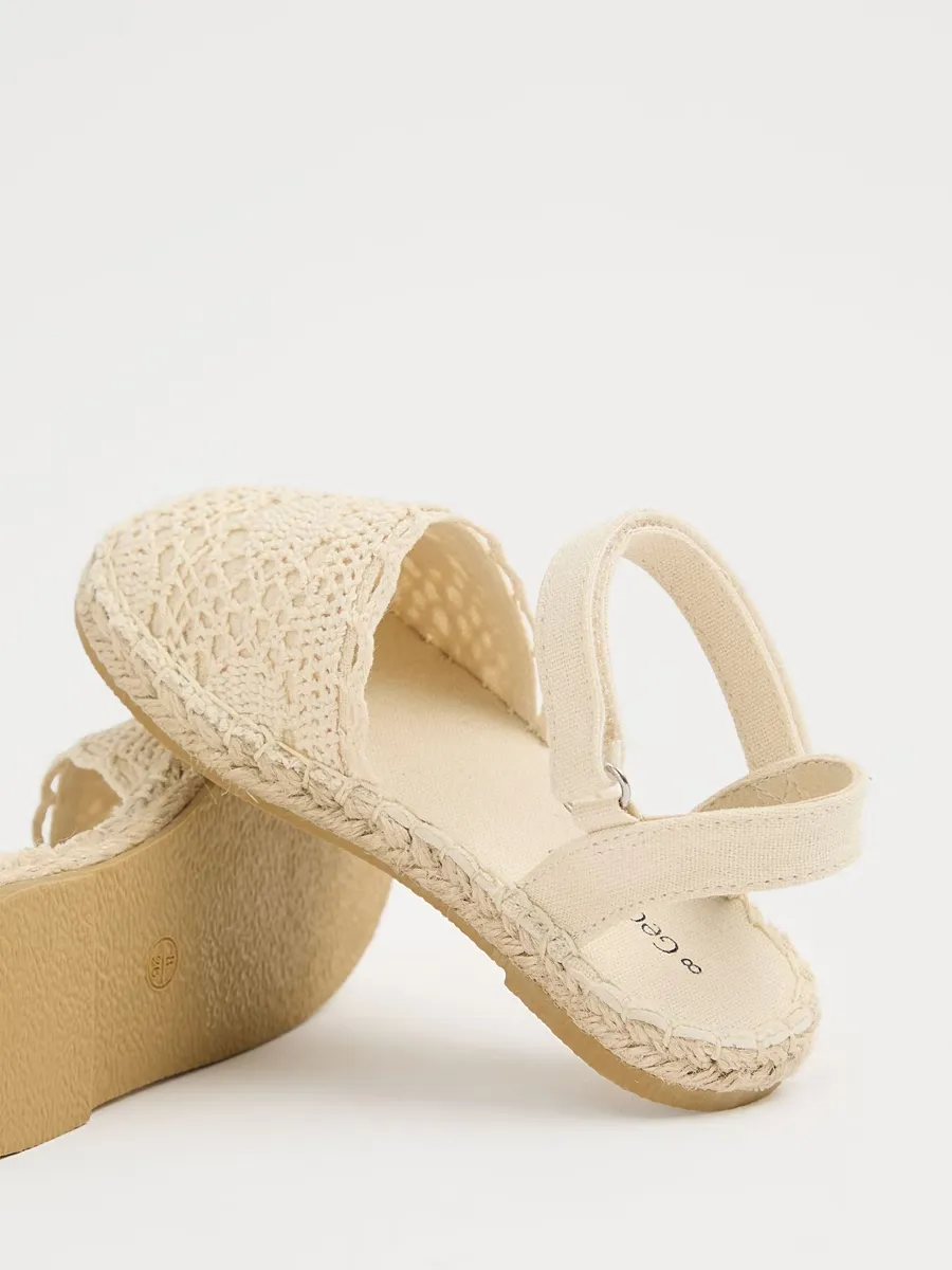 Beige Crochet Style Espadrille Sandals