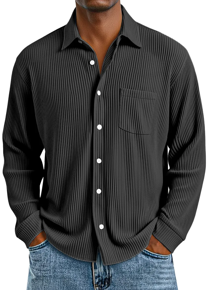 Layered Long Sleeve Open Collar Shirt