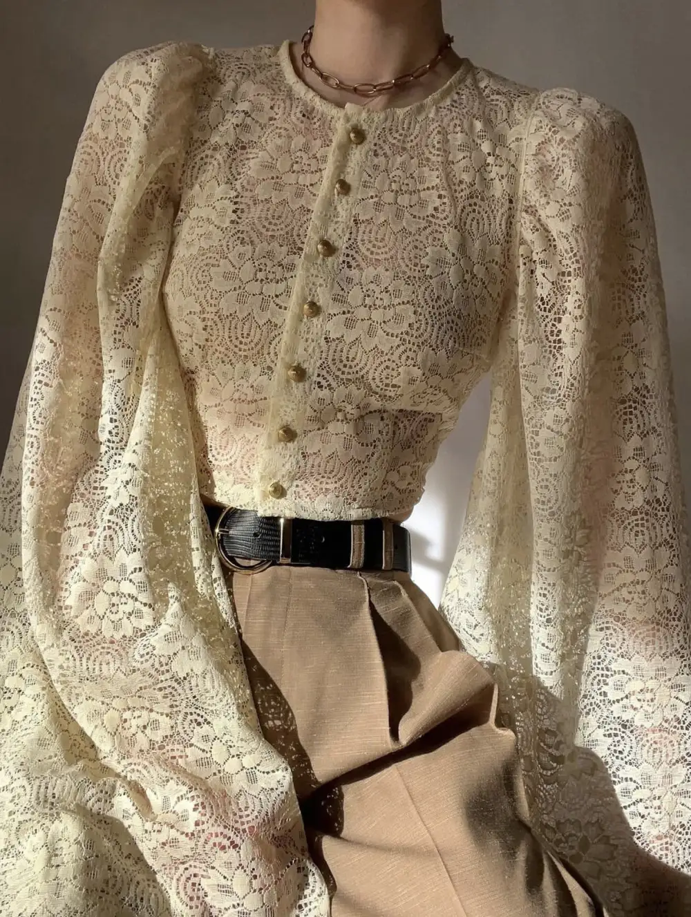 Lace Flare Sleeve Design Top
