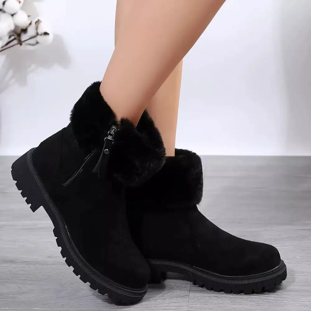 Side-Zip Fuzzy Boots