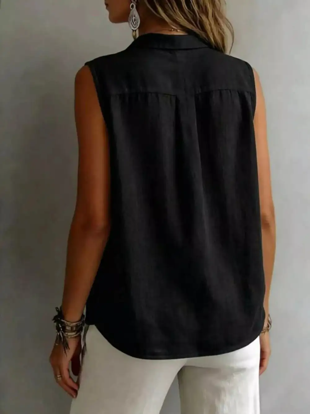 Sleeveless Button Down Shirt