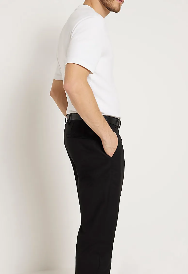 Men's Black Slim Fit Cotton Trousers